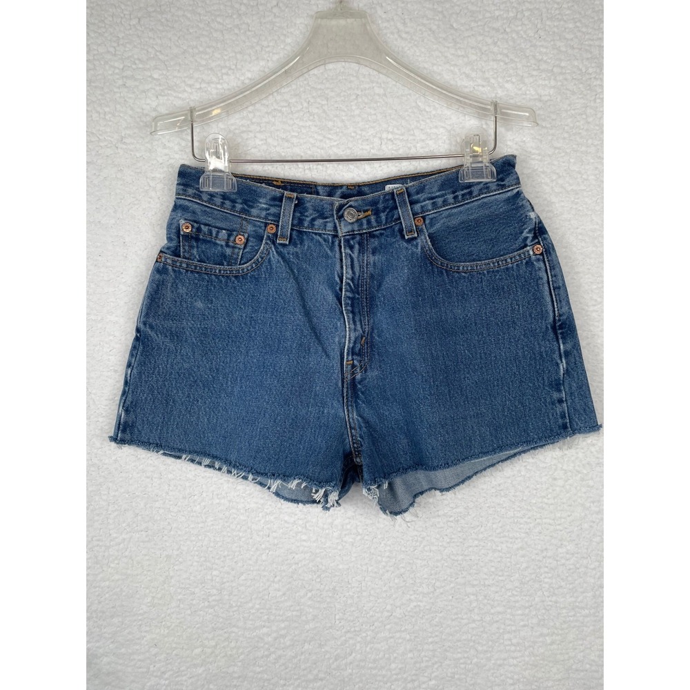 Levis 560 Vintage High Waisted Cutoff Denim Shorts Medium Wash Blue Womens 8 /28